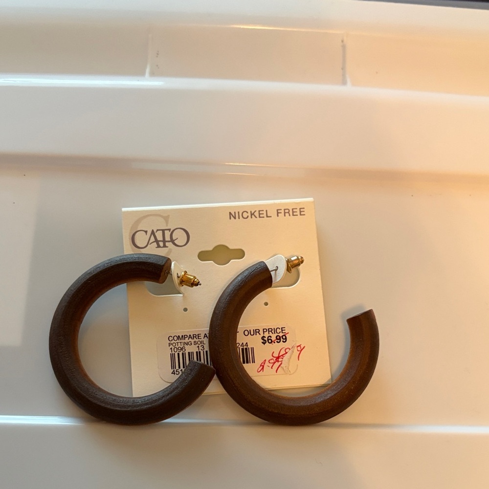 Cato Dark Brown Hoop Earrings